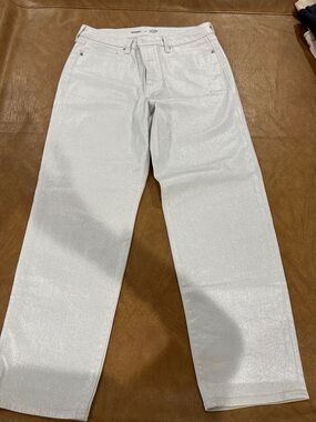 Old Navy Shimmery White Straight Leg Jeans